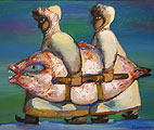 Лопари с рыбой, картина из Краеведческого музея, Mурманск, фoтo: Сапрыкин, 355x300p, 33kb